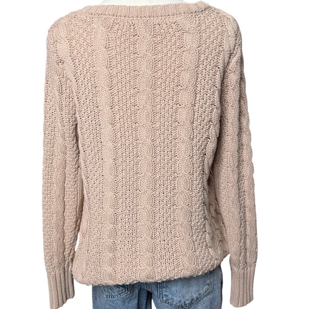 Lauren Conrad Cable Knit Sweater Floral Lace Inset Lattice Neckline Pullover - Picture 3 of 9